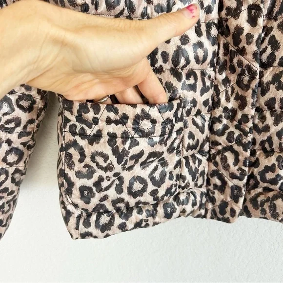 Lands End Packable Puffer Jacket Leopard Print S - Picture 9 of 12